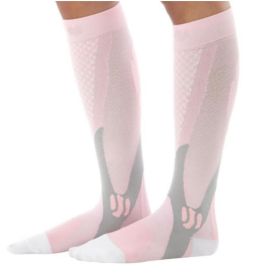 Compression Socks For Men&Women Best Graduated Athletic Fit For Running Flight Travel Boost Stamina Circulation&Recovery Socks (Option: Pink-L XL)