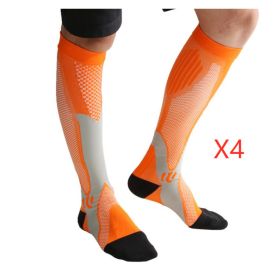 Compression Socks For Men&Women Best Graduated Athletic Fit For Running Flight Travel Boost Stamina Circulation&Recovery Socks (Option: Orange 4PC-XXL)
