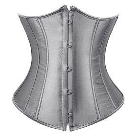 SEXY Gothic Underbust Corset and Waist cincher Bustiers Top Workout Shape Body Belt Plus size Lingerie S-6XL (Color: GRAY, size: 6XL)