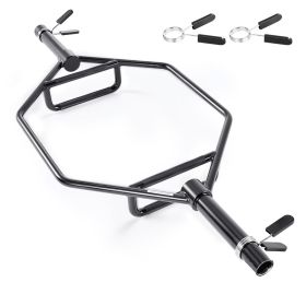 Trap Bar Hex Bar, 2-Inch Hex Barbell, 800 LBS Capacity Shrug Bars with Knurled Grips, Weightlifting and Strength Training Equipment (Color: Black, Structure: Integrated)